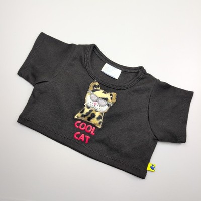 Build A Bear Vintage 3D schwarz cool Katze Leopardenmuster Sonnenbrille T-Shirt Top