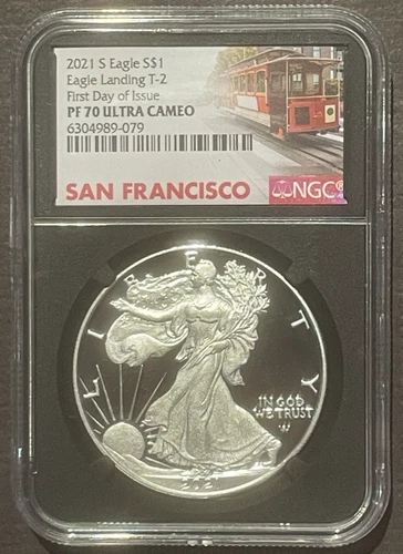 2021-S $1 SILVER AMERICAN EAGLE NGC PF70 Trolley Car First Day of Issue : 09239