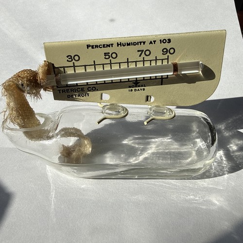 Vintage Trerice Detroit Hygrometer Humidity Gauge Glass Germany 1930s