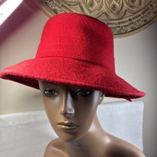 1960s Vintage Red Hat Women's Wide Brim Felt with Large Back Bow 327