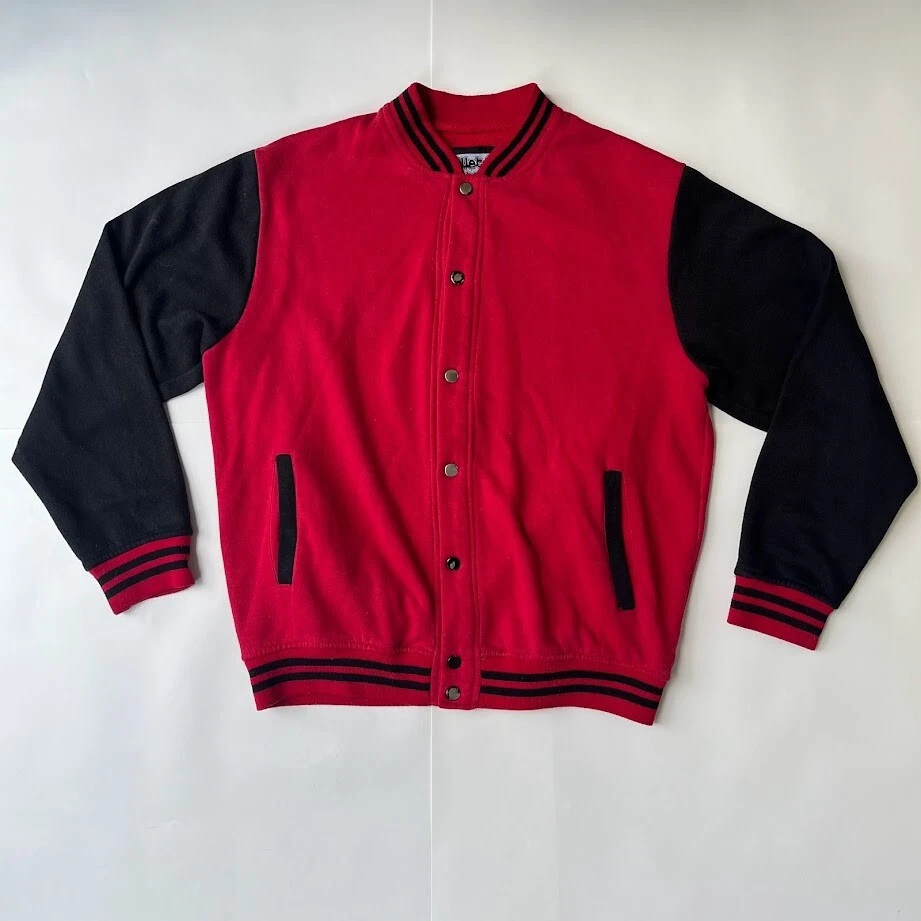 Wet Bandits Black and Red Cotton Varsity Jacket Mens Size Medium Snap Up  Coat | eBay