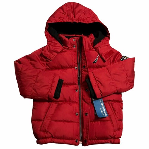 Nautica Little Boys Water Resistant Jaket Size 4 Red Black Full Zip Hooded - Picture 3 of 11