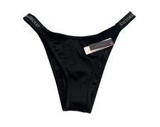 Victorias Secret Nwt Black Logo Band Sexy Sydney Brazilian Swim Bikini Bottom