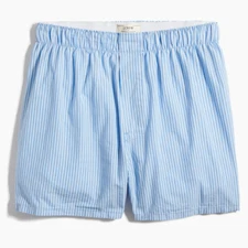 NWT J. CREW MEN'S BLUE STRIPED WOVEN BOXER SHORTS - SIZE LARGE