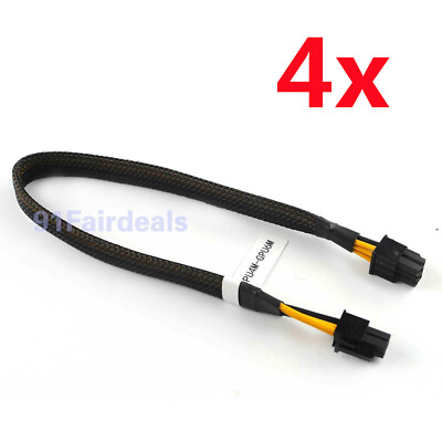 4X GPU 6-pin Male PCI-E to CPU 4-pin Male Graphics Card Adapter Power Cable USA