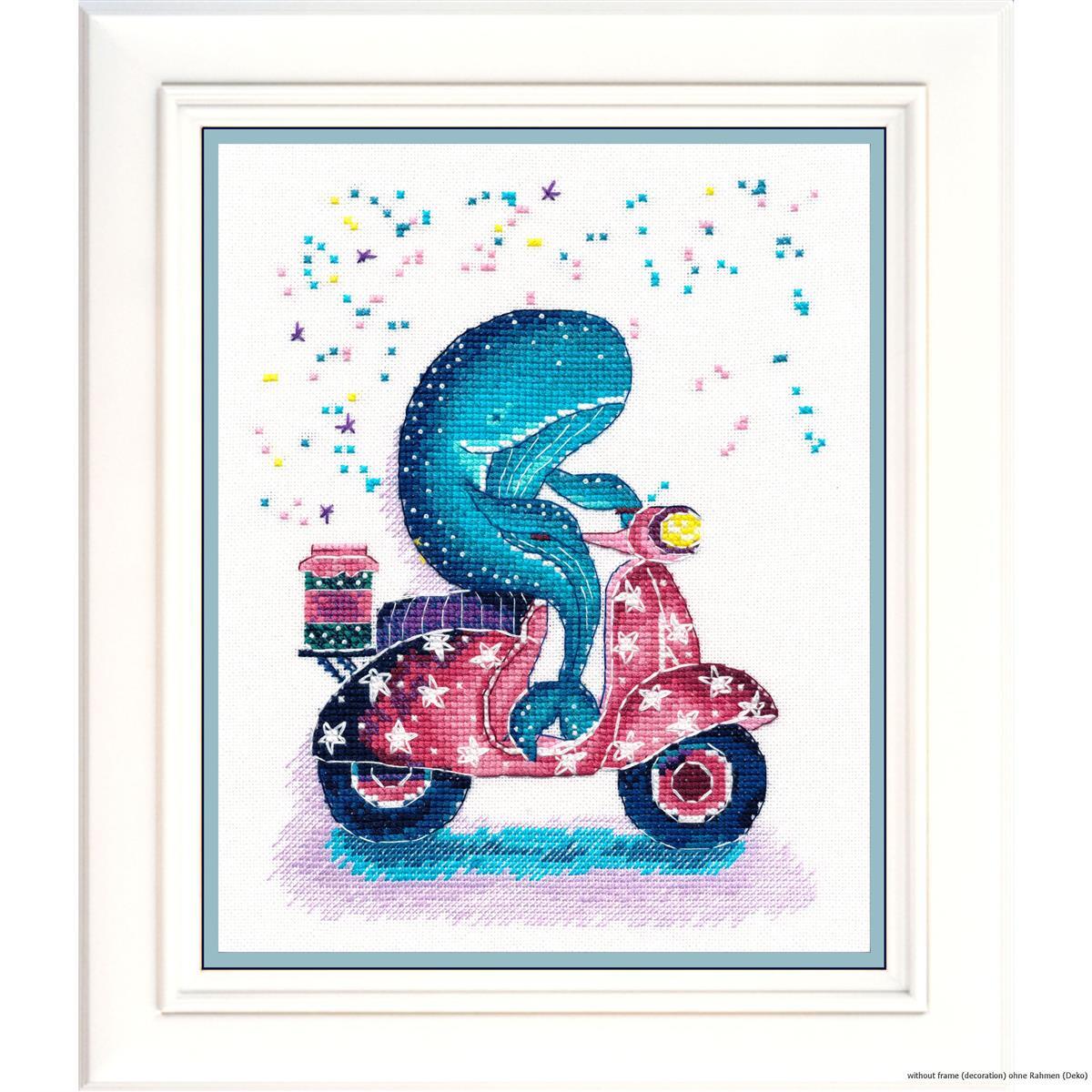 Oven counted cross stitch kit ""Motorcyclist"", 21x16cm, DIY