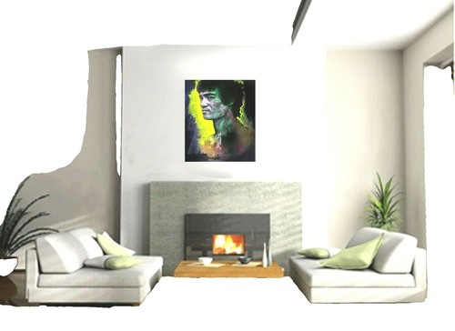 ROSALIA BLASCO ORIGINAL ACRYLIC ON PAPER BLUE ABSTRACT PAINTING