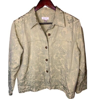 Christopher Banks Sage Green Jacquard Trucker Jacket Size Large Jean  Jacket