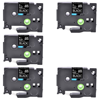 5PK Compatible with Brother TZ-315 TZe-315 White on Black Label Tape 6mm
