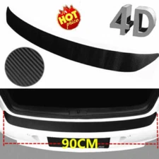 4D Black Carbon Fiber Auto Rear Trunk Tail Lip Protect Decal Sticker Car Styling