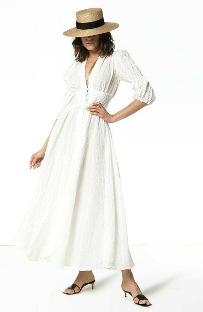 Cult Gaia Willow White Linen Blend White Wedding Long Maxi Gown Sun Dress 0 2 XS | eBay