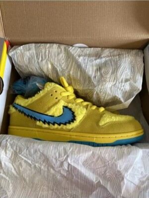 Size 9.5M/11W SB Dunk Low x Grateful Dead Yellow Bear Optic Yellow