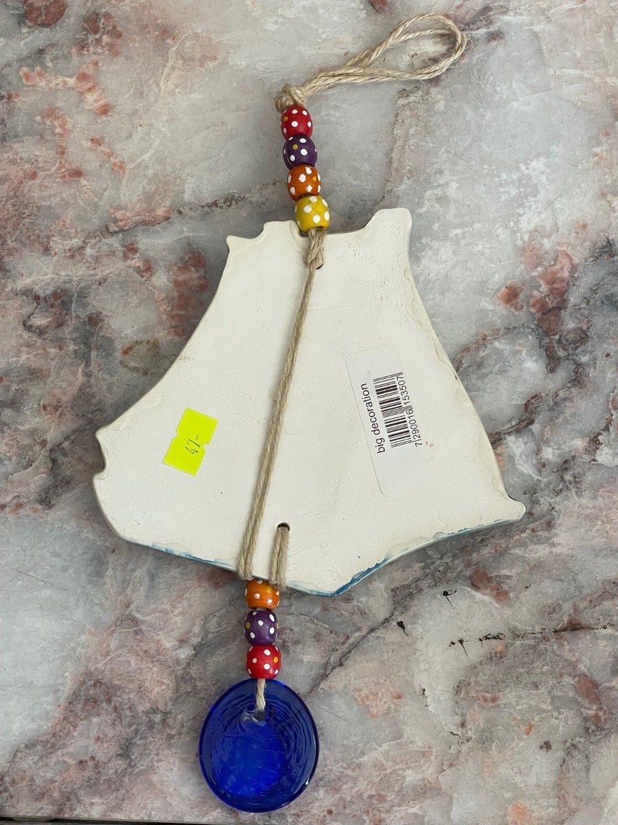 Sail Boat Hanging Ceramic Wall Decoration Nautical Theme Pottery