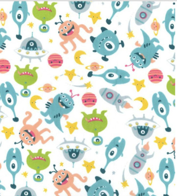 Polycotton Stoff Alien Bastelmaterial Nähen Meterware