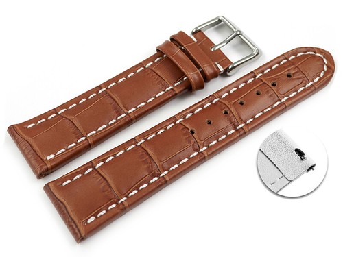 Bracelet De Montre En Cuir Jaune Grain Crocodile - Déclipsage Rapide - Neuf Avec étiquettes