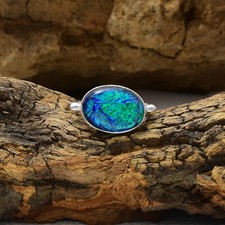 Extraordinary Australian Triplet Opal Gemstone 925 Sterling Silver Handmade Ring