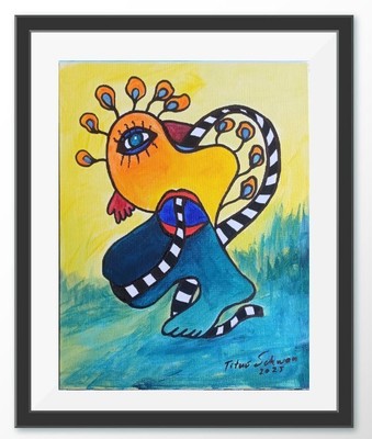 Original acrylic painting in picture frame. Unique Art Direct From Artist.