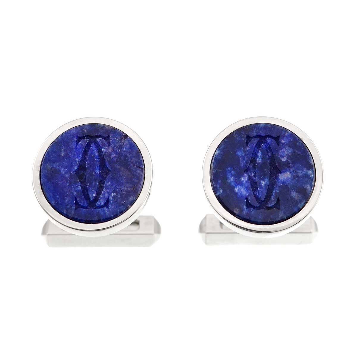 Cartier 2C Logo Sodalite Cufflinks SV Silver 925 90271093