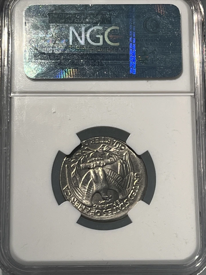1983 P ERROR 25C STRUCK 5% OFF CENTER NGC MS61 WASHINGTON QUARTER - Image 3 of 4