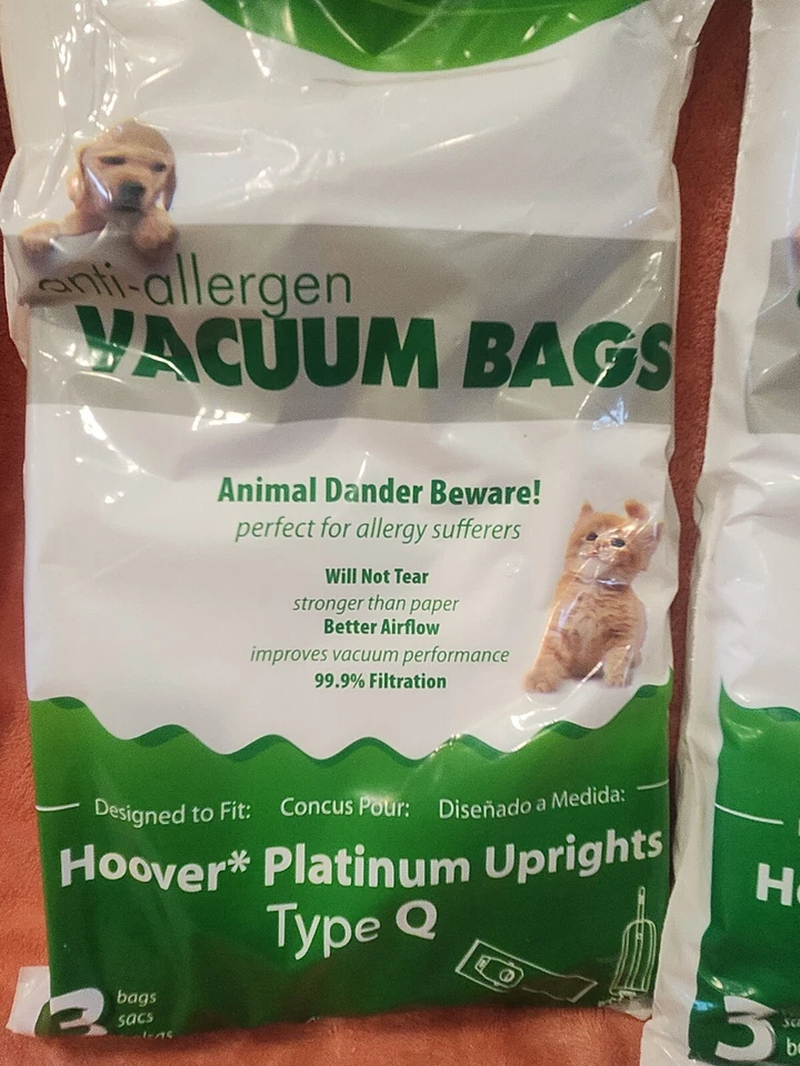 9 EnviroCare A890 Anti Allergen Vacuum Bags for Hoover Platinum Uprights Type Q - Image 3 of 4