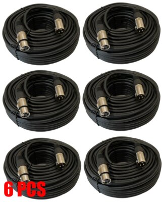 6 Pack 25FT XLR Premium 3Pin Male to Female Mic Microphone Extension Audio Cable