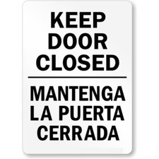 Bilingual Close Gate Aluminum Weatherproof 8" x 12" Sign