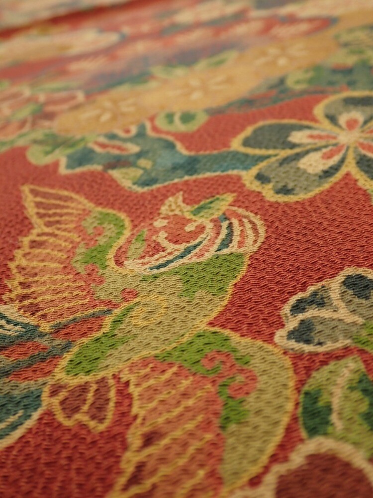 2J01z70 Japanese Kimono Crepe Silk FABRIC Sakura Red-Brown 2J01z70 Japanese Kimono Crepe Silk FABRIC Sakura Red-Brown
