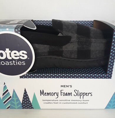 Totes Toasties Mens Sz M (8-9) Black/Gray Checkered Flannel Memory Foam Slippers Totes Toasties Memory Foam Mens Slippers Checkered Buffalo  main image 3