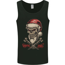 Christmas Santa Skull Heavy Metal Biker Mens Vest Tank Top