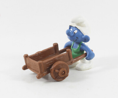 Schlumpf Schlümpfe 4.0206 == Superschlumpf Gärtner mit Schubkarre Schleich smurf