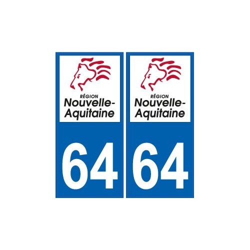 Autocollants Plaques Immatriculation '64 Pic Du Midi D'Ossau' – Lot De 2 – Dimensions Officielles 4,5 X 9,8 Cm – Résistants Aux UV Et Lavages – Fabriqués En France