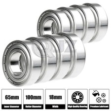 8x 6013-ZZ Ball Bearing 65mm x 100mm x 18mm Double Shielded Metal Seal NEW