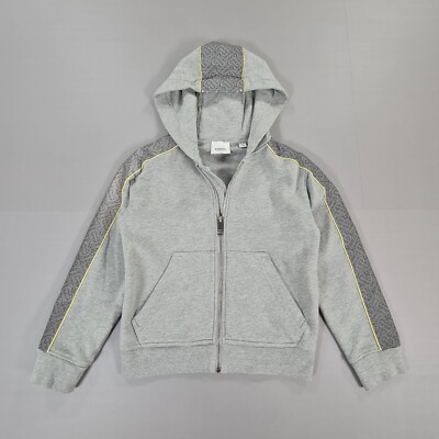 Burberry Kinder Jungen Hoodie Grau 8 Jahre Full Zip Reflektierendes Band Logo Bernald