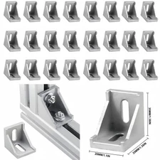 52PC 3030 Corner Bracket Kit - Silver Right Angle w/M6 Screws for Aluminum Frame