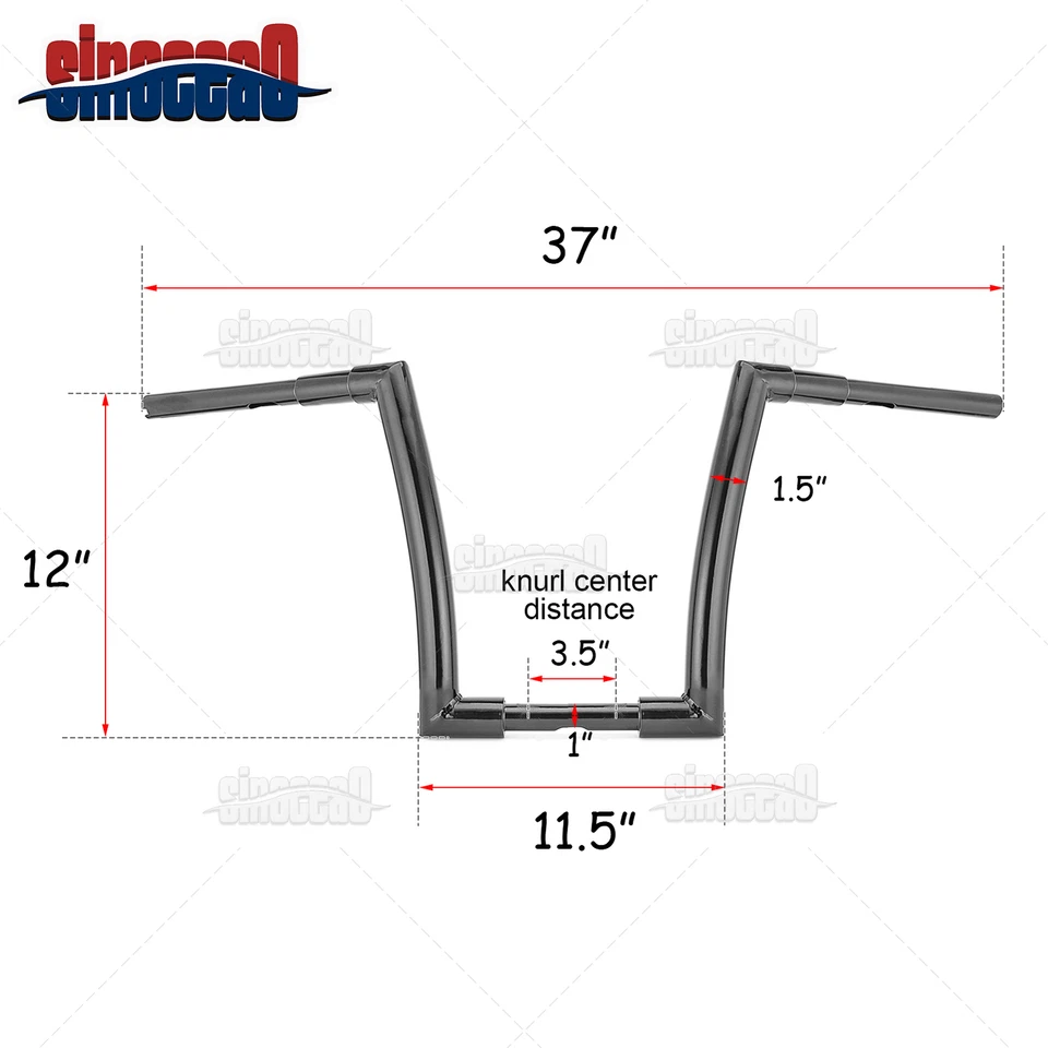 Manillar Fat de 12"" Ape Hanger 1,5" para Yamaha Road Star V-Star 650/950/1100/1300 Foto 3 de 4