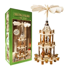 German Style Christmas Carousel Pyramid Nativity windmill Scene- 21in Decoration