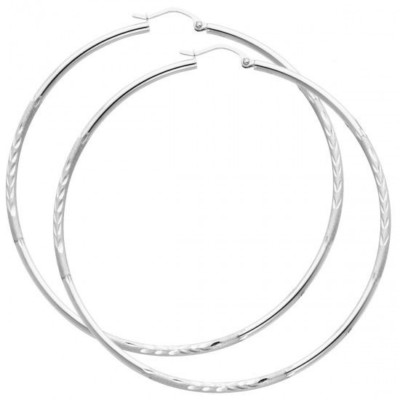 14K Weißgold Runde Creolen Diamantschliff Ohrringe Aretes Arracadas de Oro Blanco
