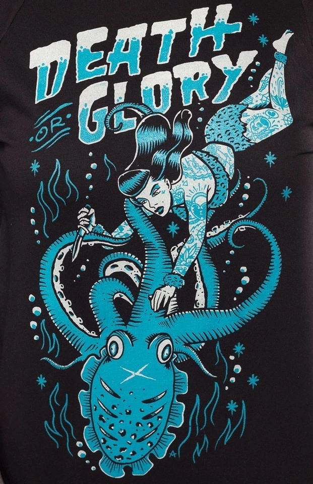 Black Market Art Muerte o Gloria Tatuaje Bikini Niña Pulpo Sudadera S-XL NUEVO CON ETIQUETAS Foto 3 de 4