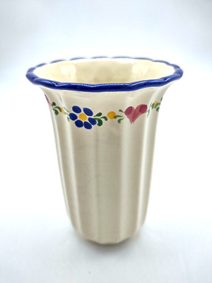 Vintage Small Vase PORTUGAL VESTAL Heart Floral hand-painted Heart Cottage Style