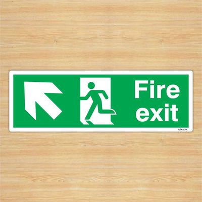 Fire Exit Direction Sign Safety Sticker (45x15cm) by stika.co