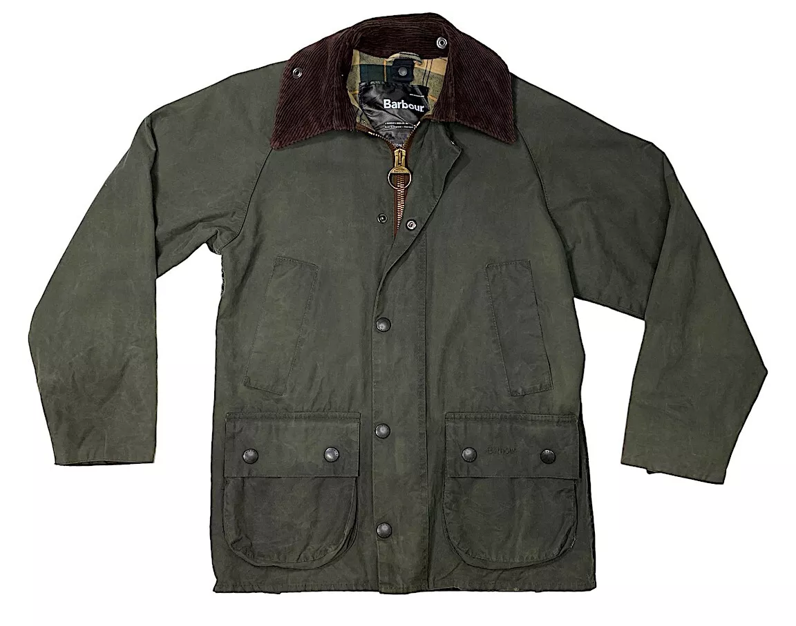 Barbour Bedale Waxed Cotton Zip   Snap Jacket Green MWXSG sz C /  cm