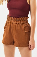 LA Hearts Pacsun Brown High Waist Cargo Paperbag Shorts Elastic Waist Stretch L