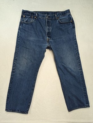Levis 501 Jeans Mens 42x30 (Fits 38x30) Blue Denim Straight Leg Button Fly