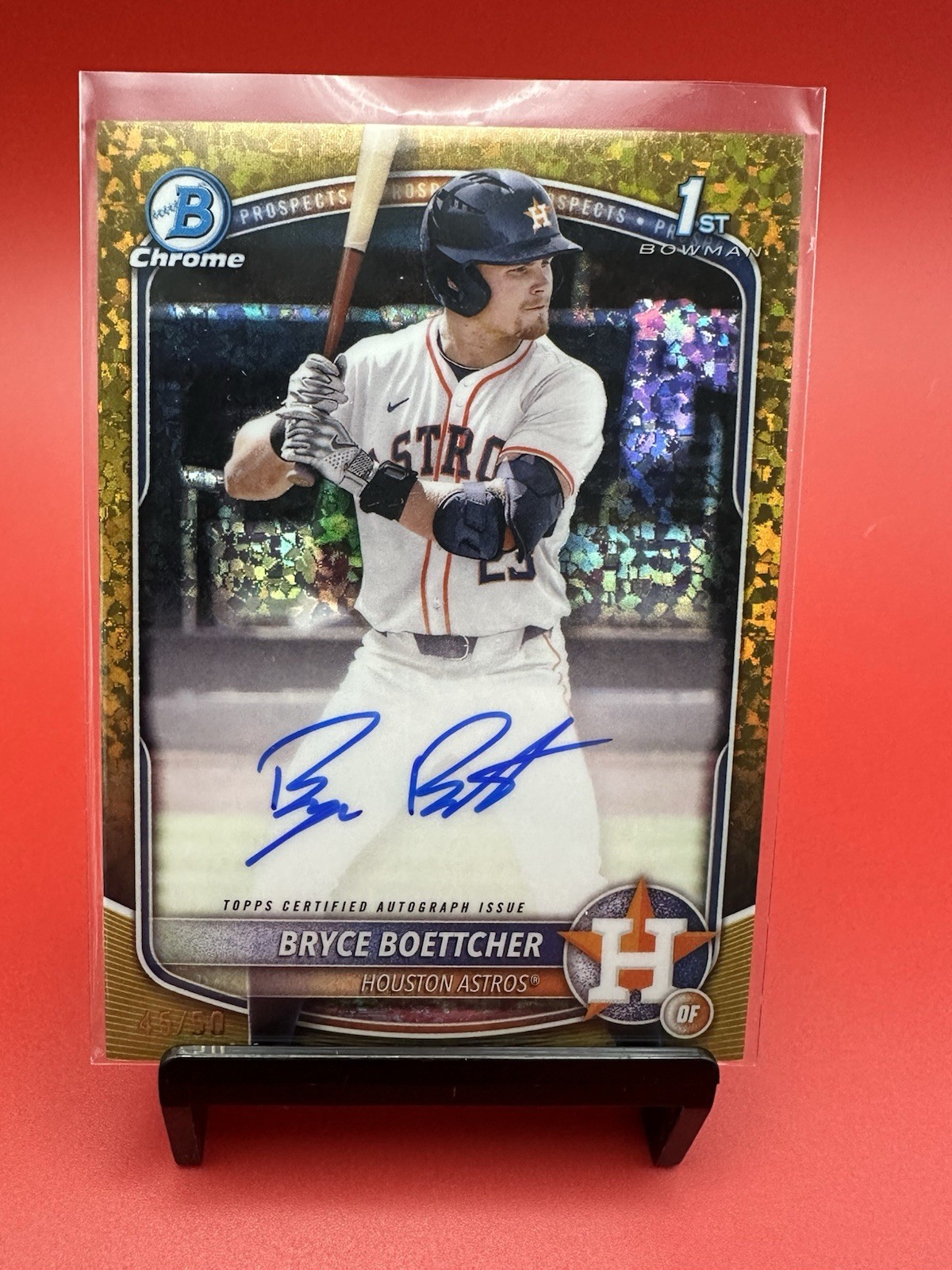 2025 Bowman Chrome Bryce Boettcher Auto Gold Mini Diamond 1st #45/50 Astros