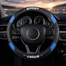 Carbon Fiber Pu Leather Steering Wheel Cover Universal Fit Sport Car Accessory
