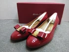 Salvatore Ferragamo Vara Bow New Red Patent Leather Pumps Heels Shoes SIZE 9