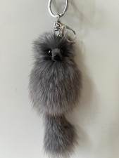 Key Chain Faux Fur Animal Fox Attached Tail Pom Pom For Purse Accessory