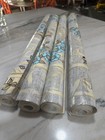 Vintage Foil Wallpaper  4 Rolls Blue Flowers 26” Wide Never Cut — photo 3