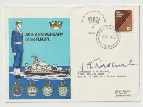 3/6/1978 New Zealand Cover - 50th Anniversary of the R.N.V.R. - HANDSIGNED