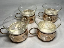 Four German Schott Mainz Gen JENAer GLA3 Glass Metal Cup Rose Gold Colored